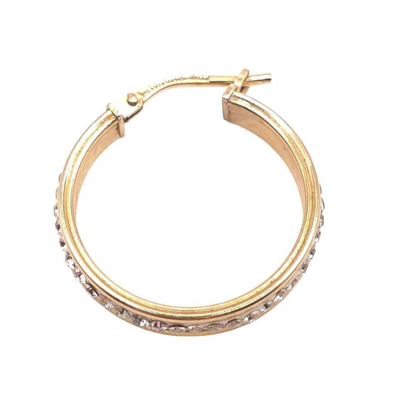 925+1/20 10k Mom Jordan Sterling Silver Hoop Earrings with Sparkling Crystal Acc - Picture 3 of 6